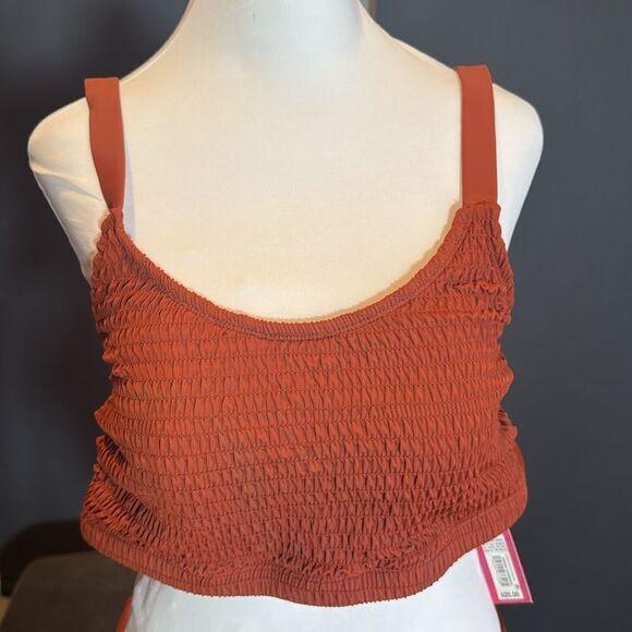 Women’s Xhilaration Plus Size Orange 2 Piece Bikini Smocked Top Size X NWT - Picture 3 of 12